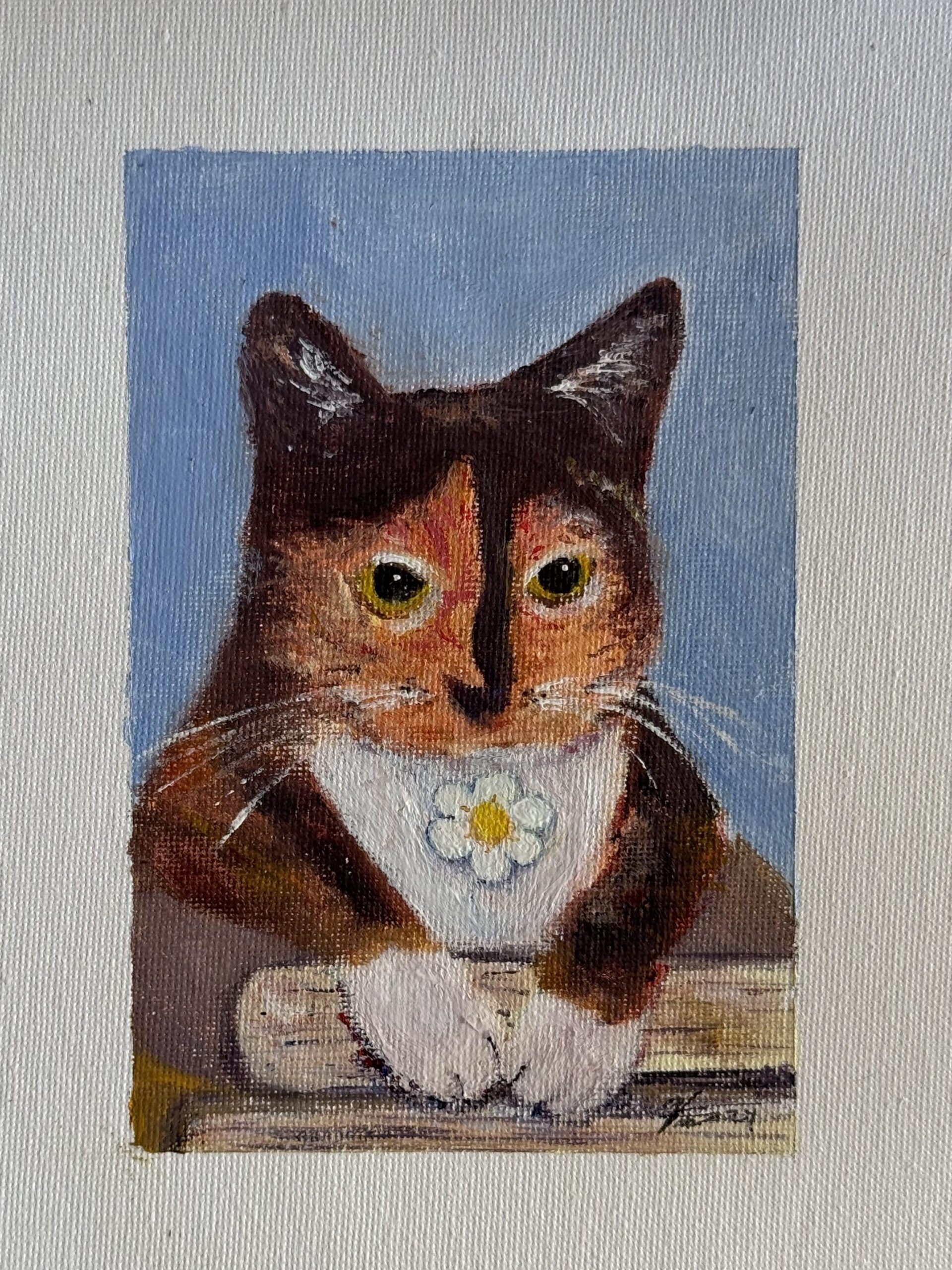 An acrylic painting of a cat named Paloma