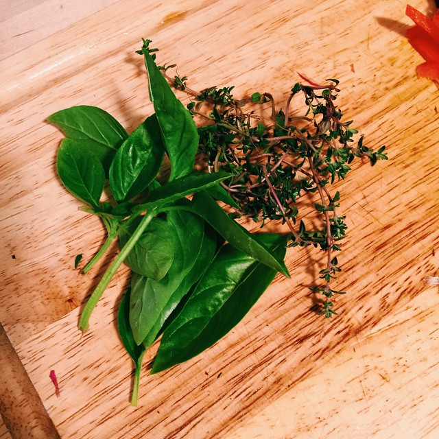 Cooked with some basil and thyme from my garden!