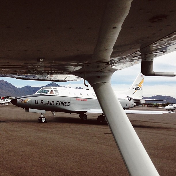 A US Air Force jet with Frys.com on it.