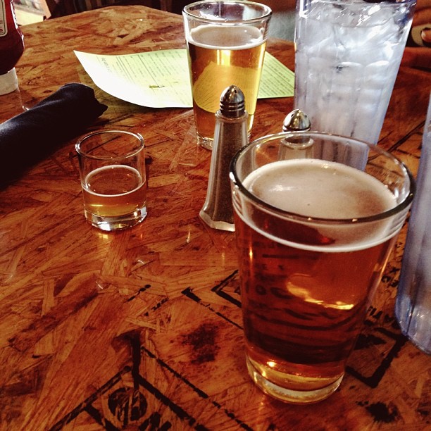 Celebration lunch! Sampling the Jalapeño Cream Ale.
