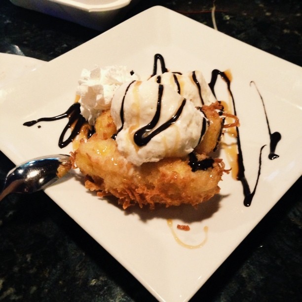 Deep fried banana with coconut breading. It was delicious!