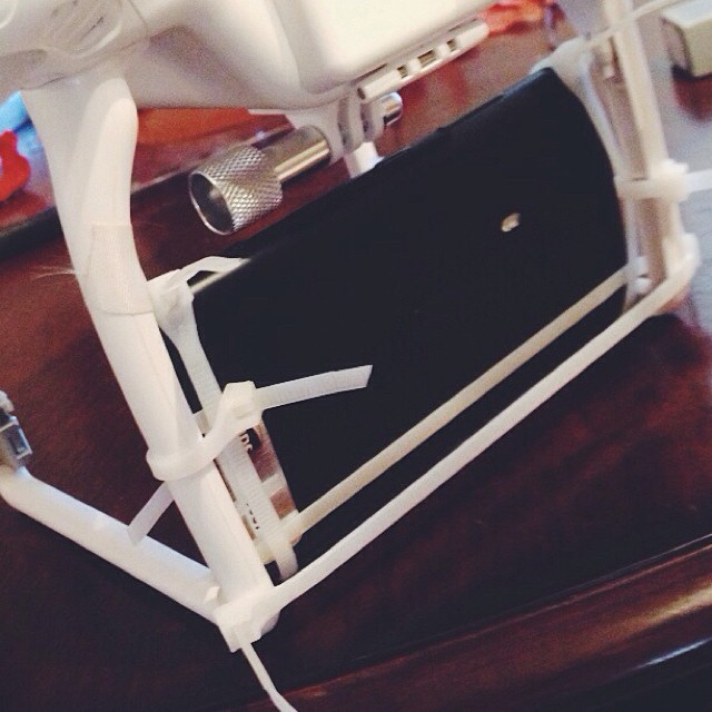 Attached a Nokia Lumia to my quadcopter.