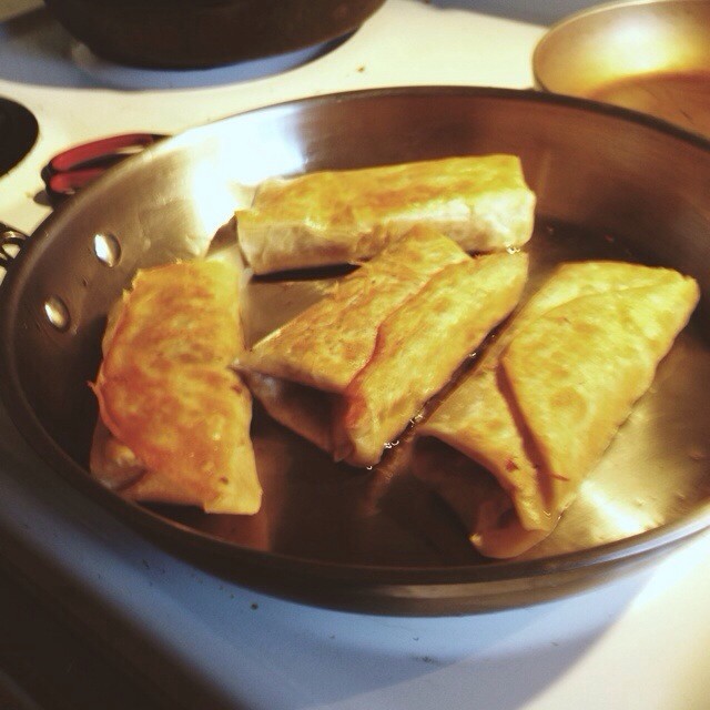 Beef chimichangas for lunch.
