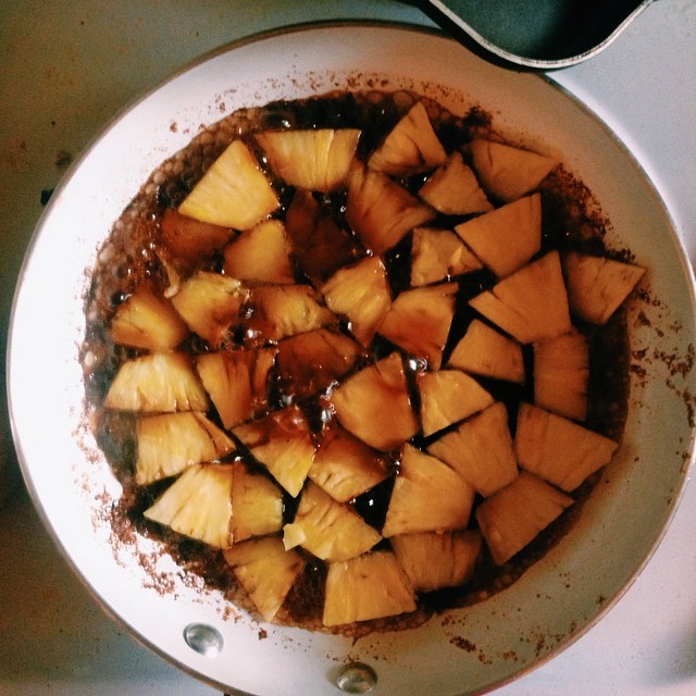 Making a cake.