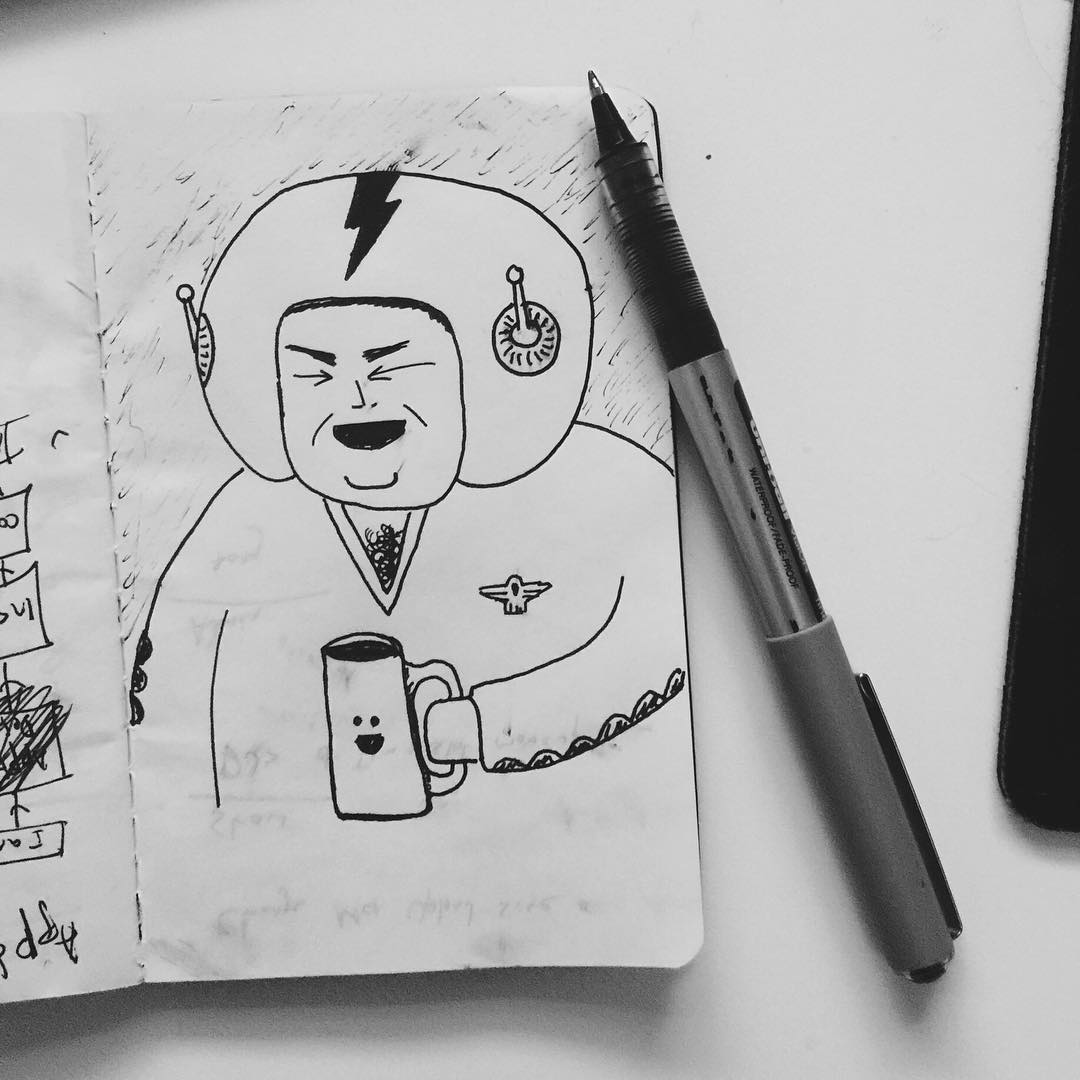 Even spacemen need coffee.