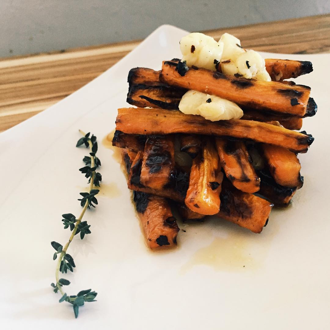 Charred carrots with brie.