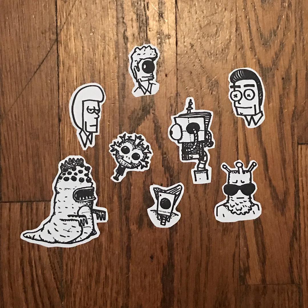 Found these lil dudes hiding in the back of my sketchbook. What should I stic…