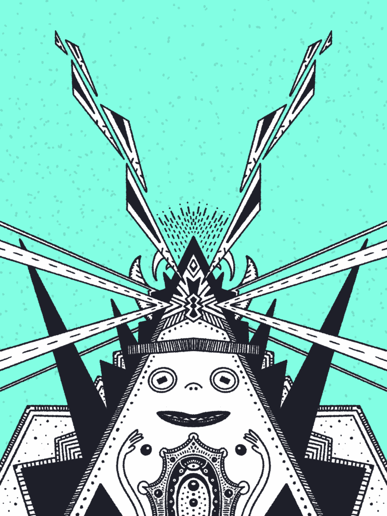 An abstract musician has appeared in a monochrome fashion.